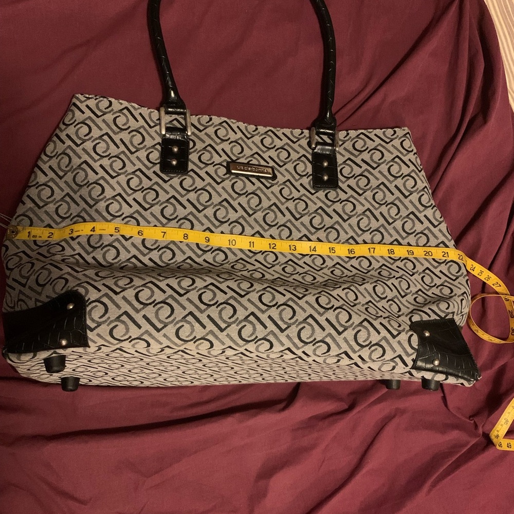 ✨⚡️💥Liz Claiborne oversize Travel Canvas weekend Tote Black & Gray Shoulder Bags